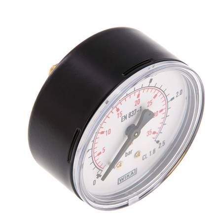 0..2.5 Bar (0..36 psi) Pressure Gauge Rear Steel/Brass 63 mm Class 1.6