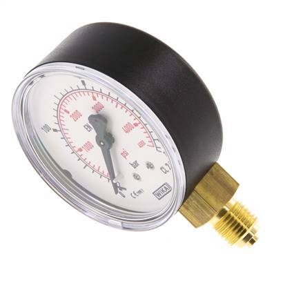 0..315 Bar (0..4569 psi) Pressure Gauge Below Plastic/Brass 63 mm Class 2.5