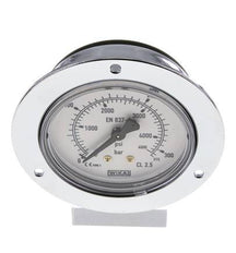 0..315 Bar (0..4569 psi) Panel Mount Pressure Gauge Steel/Brass 63 mm Class 2.5 (Front Panel)