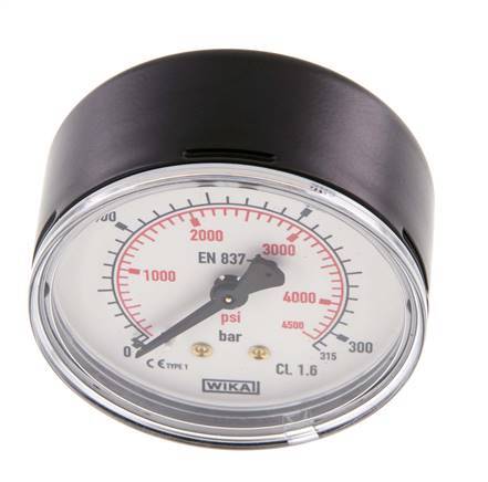 0..315 Bar Pressure Gauge Rear Steel/Brass 63 mm Class 1.6