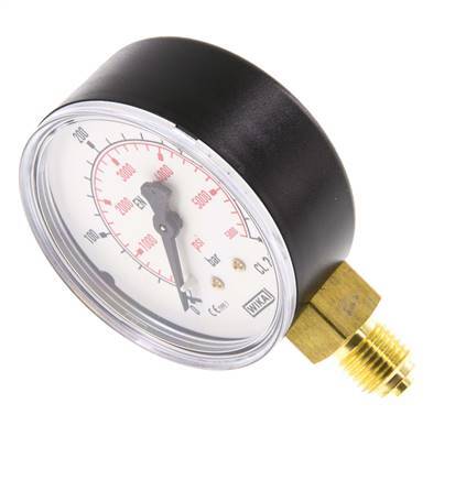 0..400 Bar (0..5802 psi) Pressure Gauge Below Plastic/Brass 63 mm Class 2.5