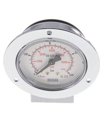0..400 Bar (0..5802 psi) Panel Mount Pressure Gauge Steel/Brass 63 mm Class 2.5 (Front Panel)