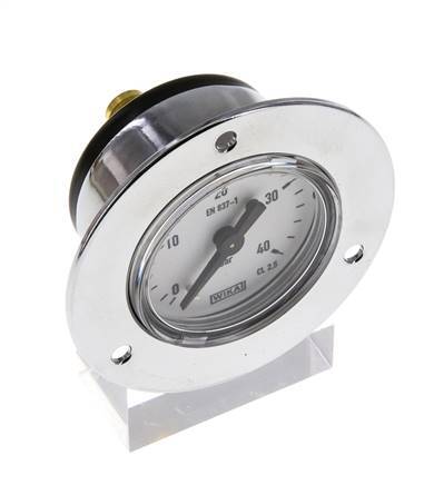 0..40 Bar (0..580 psi) Panel Mount Pressure Gauge Steel/Brass 40 mm Class 2.5 (Front Panel)