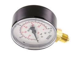 0..40 Bar (0..580 psi) Pressure Gauge Below Steel/Brass 63 mm Class 1.6