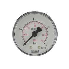 0..4 Bar (0..58 psi) Pressure Gauge Rear Plastic/Brass 50 mm Class 2.5