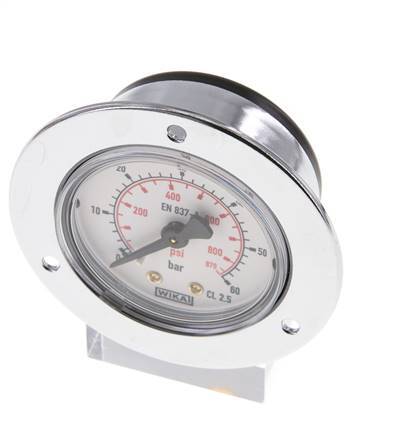 0..60 Bar (0..870 psi) Panel Mount Pressure Gauge Steel/Brass 50 mm Class 2.5 (Front Panel)