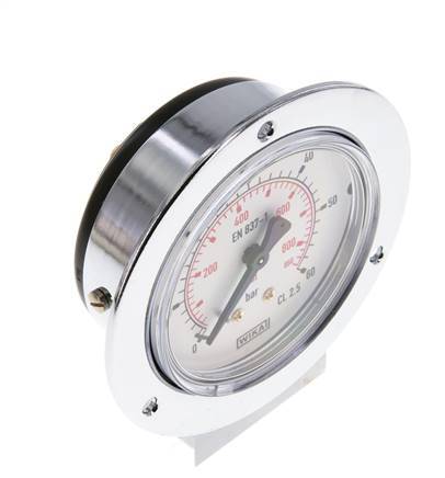 0..60 Bar (0..870 psi) Panel Mount Pressure Gauge Steel/Brass 63 mm Class 2.5 (Front Panel)