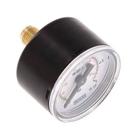 0..6 Bar (0..87 psi) Pressure Gauge Rear Steel/Brass 40 mm Class 1.6