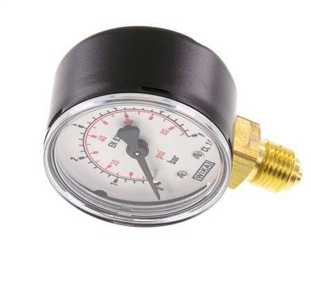 0..6 Bar (0..87 psi) Pressure Gauge Below Steel/Brass 50 mm Class 1.6
