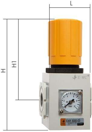 Pressure Regulator G1/4'' 900 l/min 0.5-9.0bar/7-130psi Aluminium EMC 2A