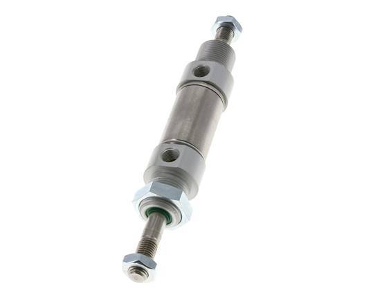 ISO 6432 Round Double Acting Cylinder 25-10mm - Magnetic - Male Threaded - Double Rod