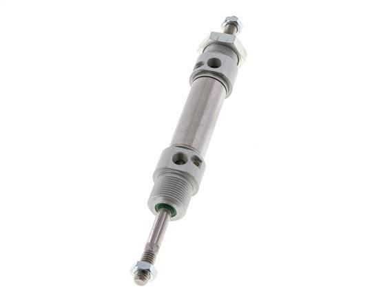 ISO 6432 Round Double Acting Cylinder 20-25mm - Magnetic - Damping - Male Threaded - Double Rod