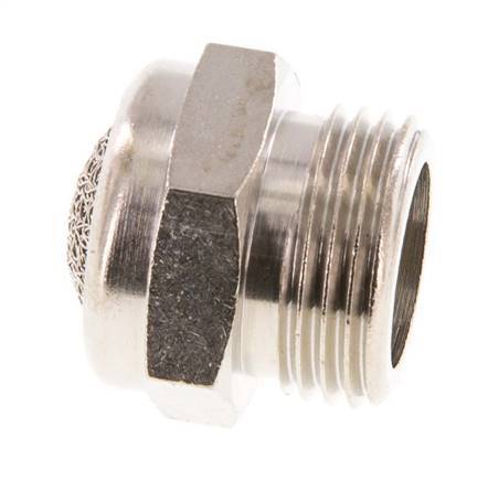 G3/8'' Nickel-Plated Brass Compact Pneumatic Muffler 1.4301 Wire Mesh [2 Pieces]