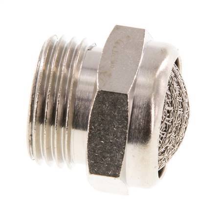 G3/8'' Nickel-Plated Brass Compact Pneumatic Muffler 1.4301 Wire Mesh [2 Pieces]