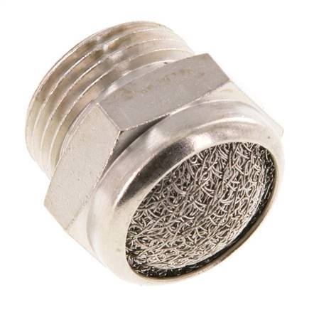 G3/8'' Nickel-Plated Brass Compact Pneumatic Muffler 1.4301 Wire Mesh [2 Pieces]
