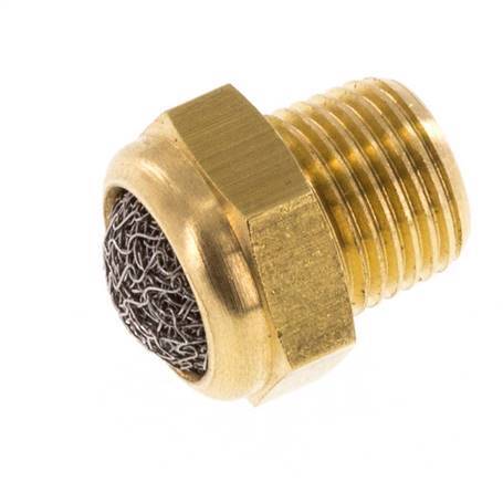 NPT 1/8'' Brass Compact Pneumatic Muffler 1.4301 Wire Mesh [5 Pieces]