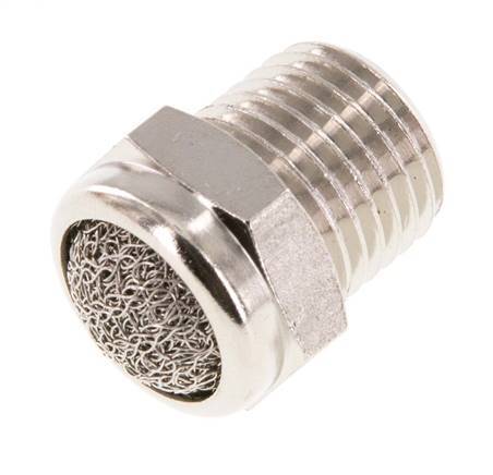 NPT 1/4'' Nickel-Plated Brass Compact Pneumatic Muffler 1.4301 Wire Mesh [5 Pieces]
