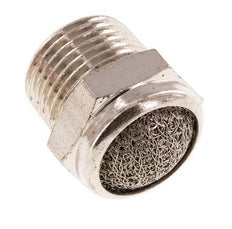 NPT 3/8'' Nickel-Plated Brass Compact Pneumatic Muffler 1.4301 Wire Mesh [2 Pieces]