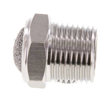NPT 1/2'' Stainless Steel Compact Pneumatic Muffler 1.4301 Wire Mesh