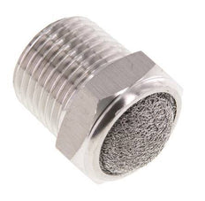 NPT 1/2'' Stainless Steel Compact Pneumatic Muffler 1.4301 Wire Mesh