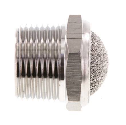 NPT 3/4'' Stainless Steel Compact Pneumatic Muffler 1.4301 Wire Mesh