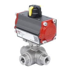 Rp 2'' T-Port 3-Way Pneumatic Stainless Steel Ball Valve Spring-closing
