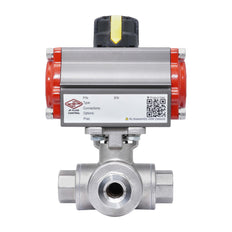 Rp 2'' L-Port 3-Way Pneumatic Stainless Steel Ball Valve Spring-opening
