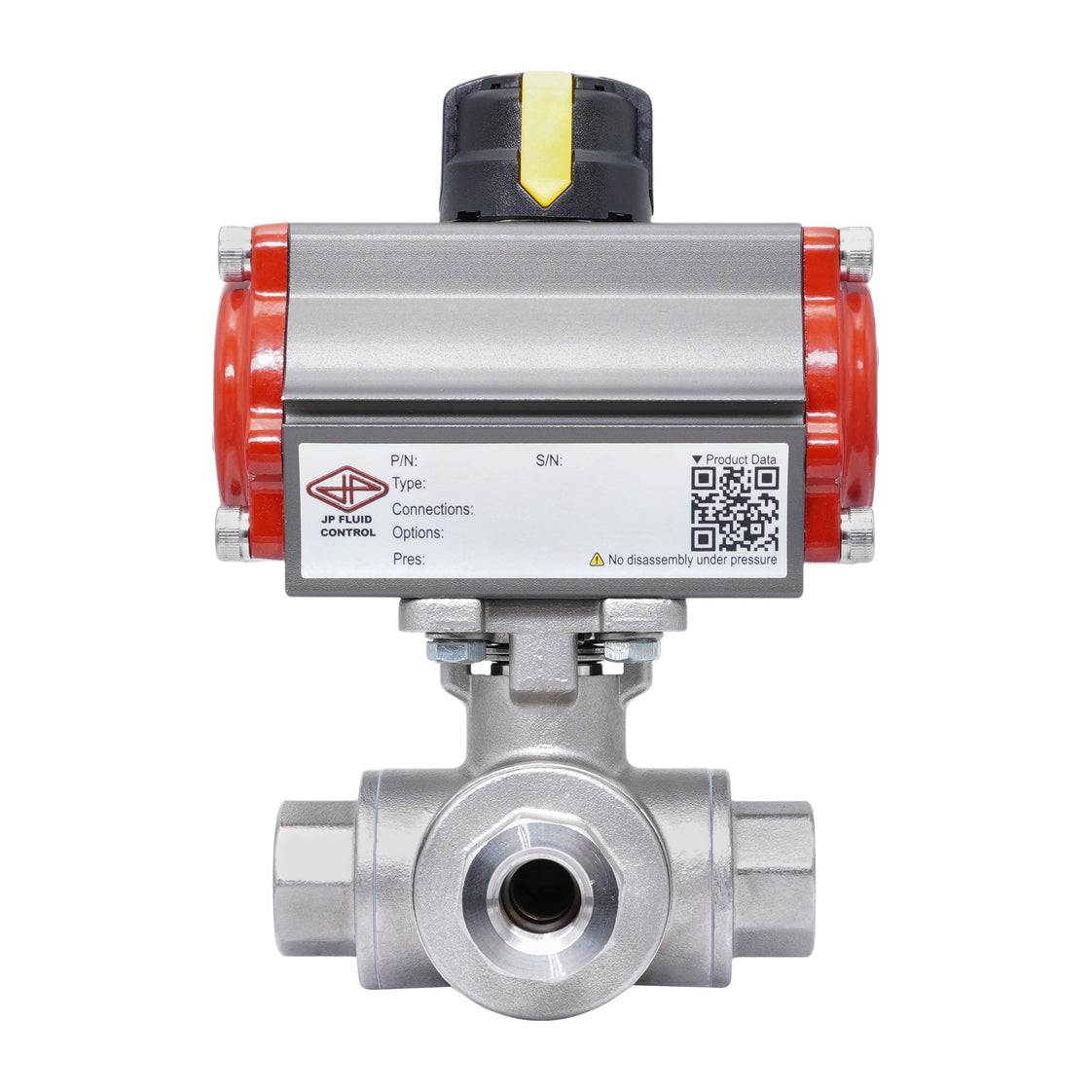 Rp 1-1/2'' T-Port 3-Way Pneumatic Stainless Steel Ball Valve Spring-closing