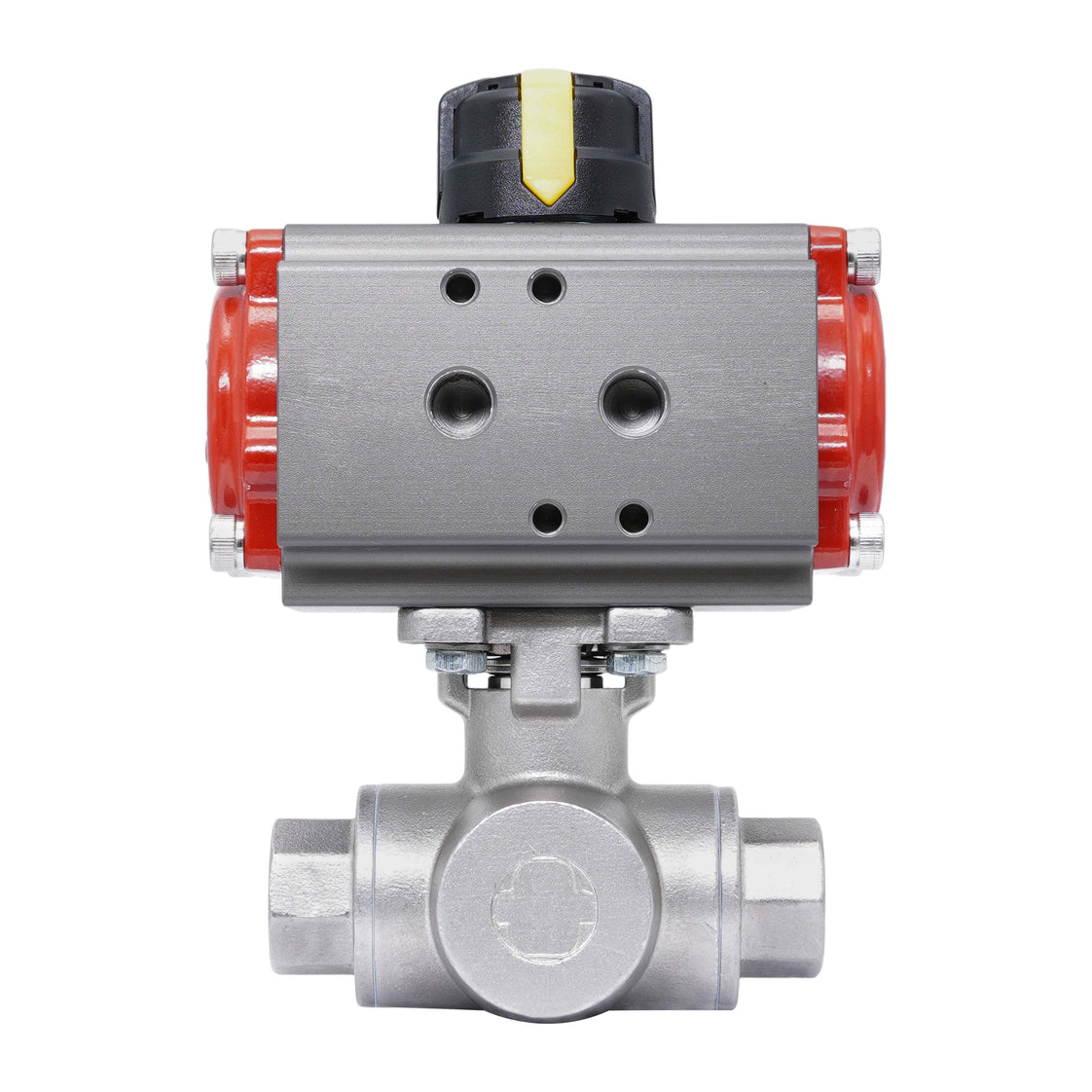 Rp 2'' L-Port 3-Way Pneumatic Stainless Steel Ball Valve Spring-closing