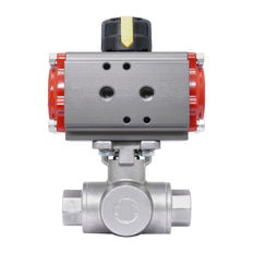 Rp 1-1/2'' T-Port 3-Way Pneumatic Stainless Steel Ball Valve Spring-closing