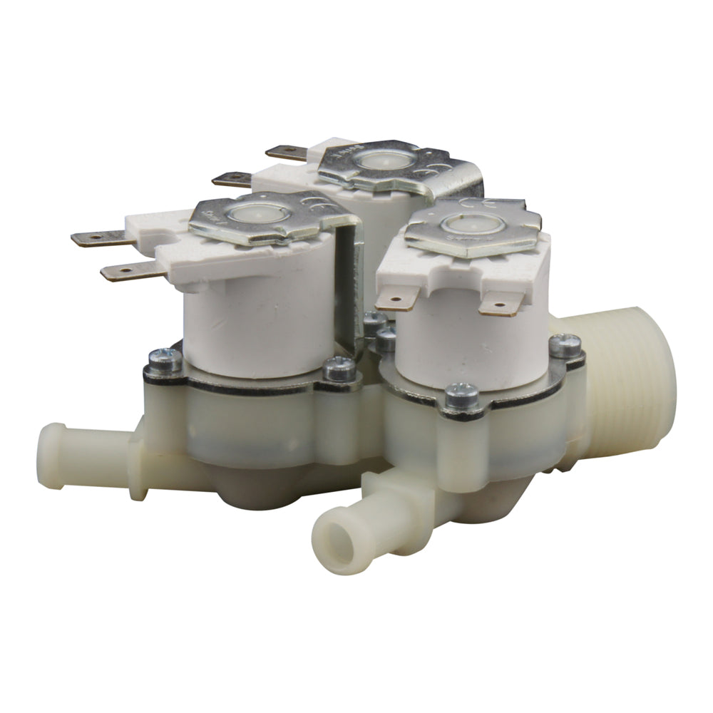 Solenoid Valve RPE triple 3/4''x10mm nylon NBR 180° 0.2-10bar 24V DC