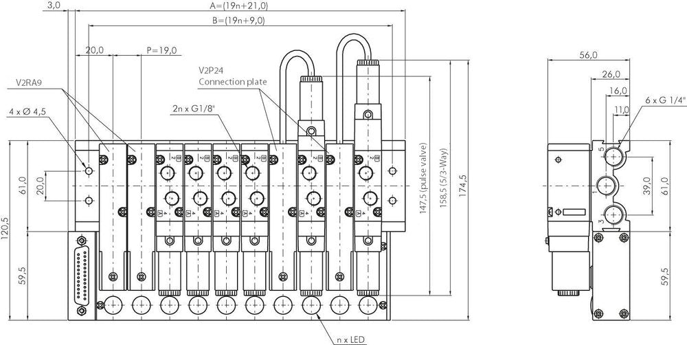 10x Multipole-Connector YPC SF2000 Valves 24VDC