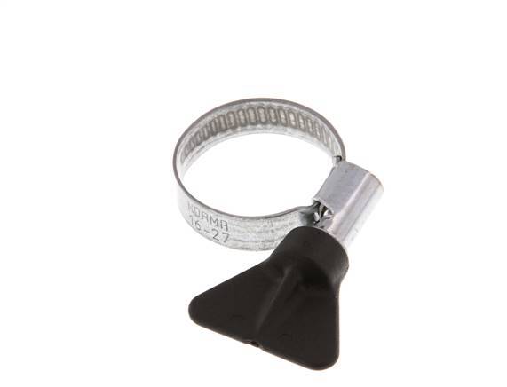 16 - 27 mm Hose Clamp with a Galvanised Steel 9 mm band With Butterfly Handle - Norma [5 Pieces]