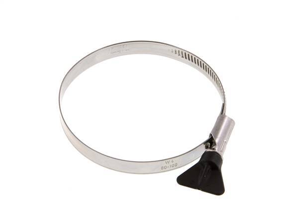 80 - 100 mm Hose Clamp with a Stainless Steel 304 12 mm band With Butterfly Handle - Norma