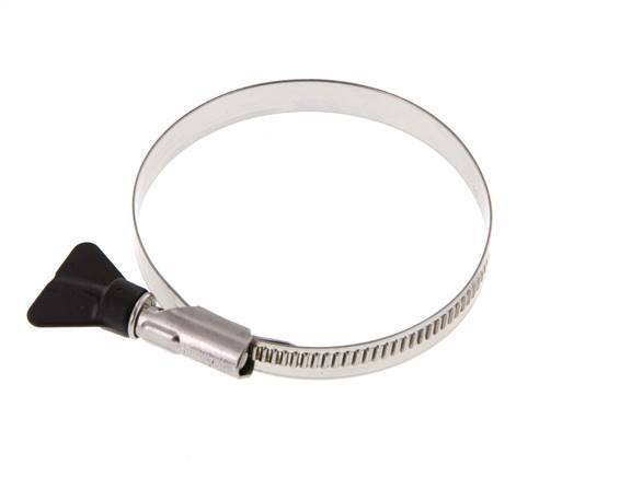 70 - 90 mm Hose Clamp with a Stainless Steel 304 12 mm band With Butterfly Handle - Norma