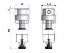 Filter 5microns G1/4'' 800 l/min Semi-Auto Polycarbonate Standard 0