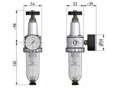Filter-Regulator G3/8'' 900 l/min 0.5-16.0bar/7-232psi Semi-Auto Metal Standard 1