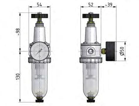 Filter-Regulator G3/8'' 900 l/min 0.2-6.0bar/3-87psi Semi-Auto Polycarbonate Standard 1