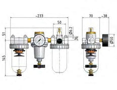 FRL 3-Part G3/8'' 1400 l/min 0.5-10.0bar/7-145psi Semi-Auto Metal Standard 2