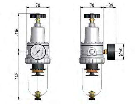 Filter-Regulator G3/8'' 1500 l/min 0.5-16.0bar/7-232psi Semi-Auto Polycarbonate Standard 2