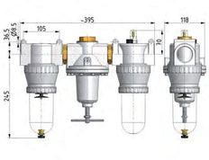 FRL 3-Part G1 1/2'' 4900 l/min 0.5-10.0bar/7-145psi Semi-Auto Polycarbonate Standard 5