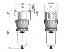 Filter 40microns G1 1/4'' 12500 l/min Auto Polycarbonate Standard 5