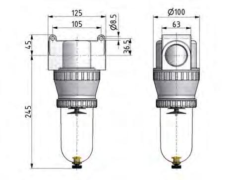 Filter 40microns G1 1/4'' 12500 l/min Semi-Auto Protective Cage Polycarbonate Standard 5