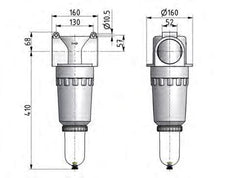 Filter 60microns G3'' 40000 l/min Semi-Auto Polycarbonate Standard 9