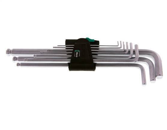 Wera 9-Piece 1.5 To 10mm Hexagonal Allen Key Set Long With Ball Head