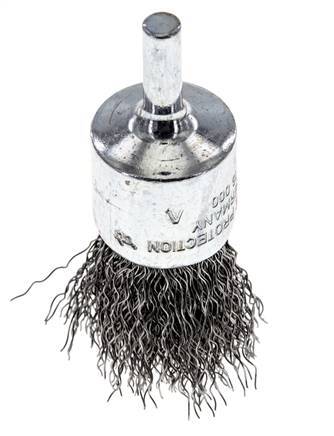 End Wire Brush 23 mm 6 mm Shaft Steel Wire 0.3 mm Corrugated