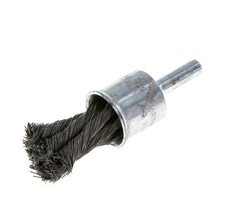 End Wire Brush 19 mm 6 mm Shaft Steel Wire 0.35 mm 6xBraided