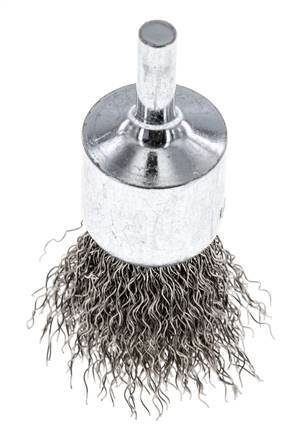 End Wire Brush 23 mm 6 mm Shaft Stainless Steel Wire 0.3 mm Corrugated