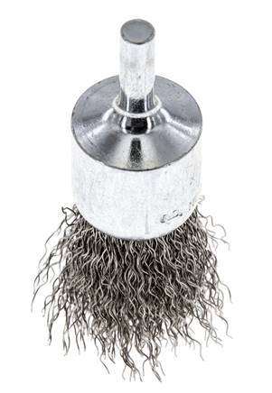 End Wire Brush 23 mm 6 mm Shaft Stainless Steel Wire 0.3 mm Corrugated