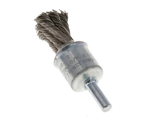 End Wire Brush 19 mm 6 mm Shaft Stainless Steel Wire 0.35 mm 6xBraided